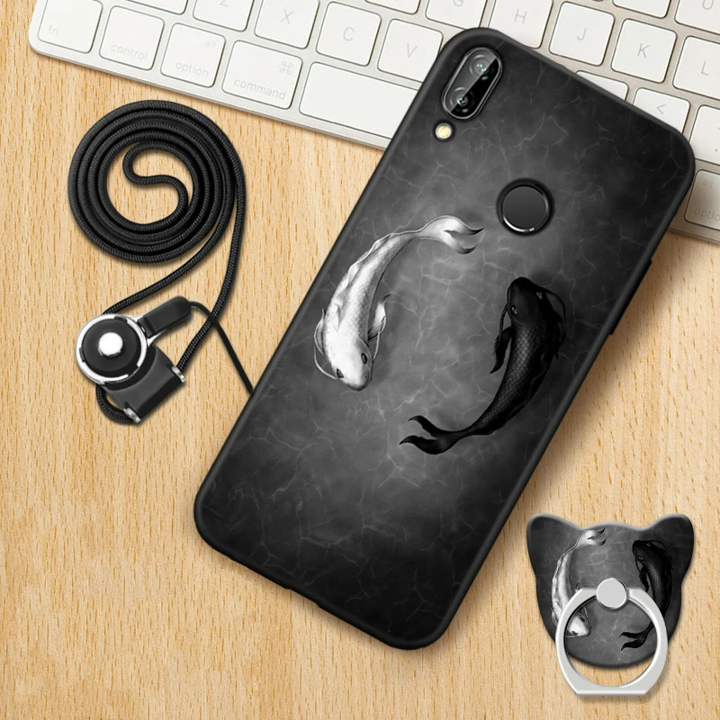 

For Huawei Honor play Case Cute Style Black Frame Cartoon Painted Phone Shell Cover Case for Huawei Honor play back cover #001