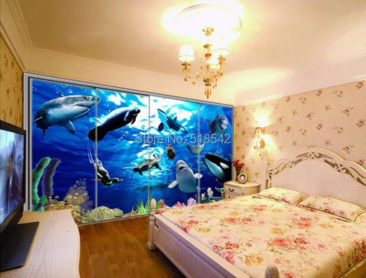 Пользовательские Любой Размер 3D стереоскопического морского дна морской Животные дельфин большой росписи Спальня жизни Детская комната потолок фото обои