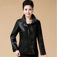 Большие размеры 6XL,, женская одежда на весну-осень, платье, стиль, для мамы, одета в кожаную куртку и куртку из искусственной кожи