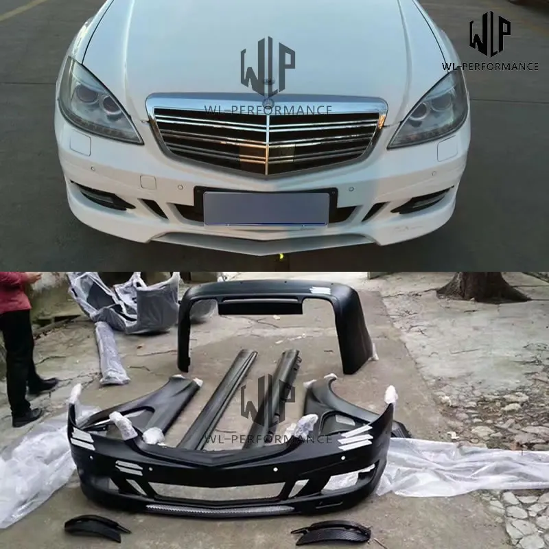 

W221 S300 S350 FRP Unpainted Car Body Kit Front Rear Bumper Side Skirts For Mercedes-Benz W221 Lorinser Style 11-13
