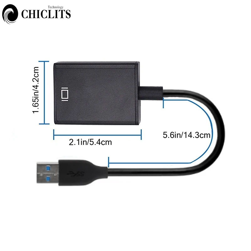 H USB 3,0 к HDMI адаптер Женский видеокабель HDMI конвертер для ноутбука HDTV HDMI выход Поддержка 480 P/576 P/720 P/1080 P