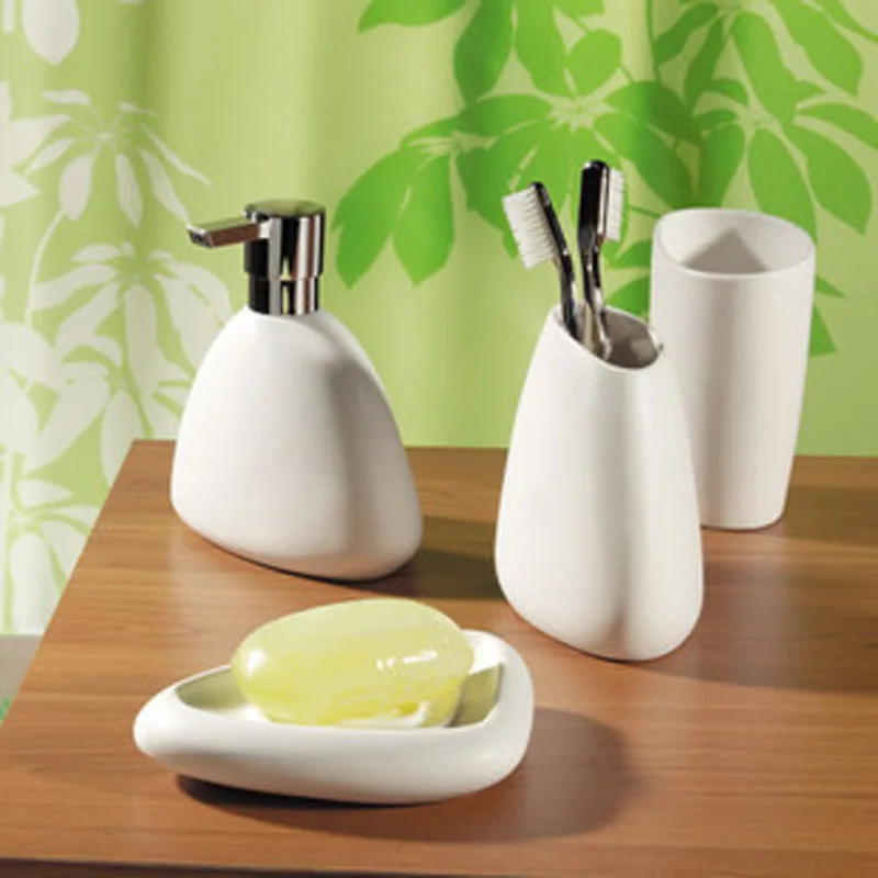 

High-grade Ceramic Stone Bathroom Dental Piece set Cup Brush Set Toothbrush Holder for Home Weeding Gife