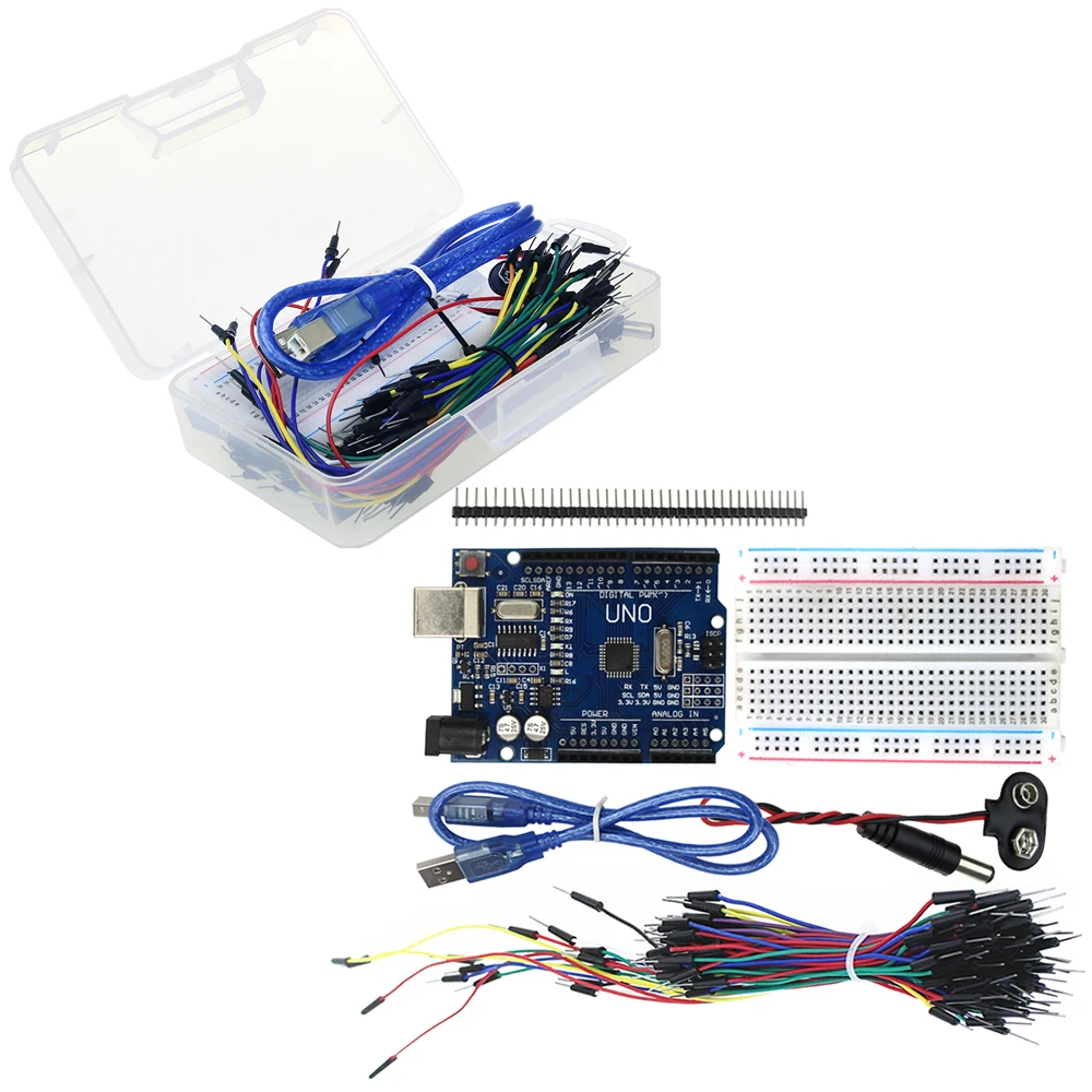 Стартовый набор Uno R3 мини Макет светодиодный Перемычка провода кнопка для arduino Diy Kit школа образование лаборатория