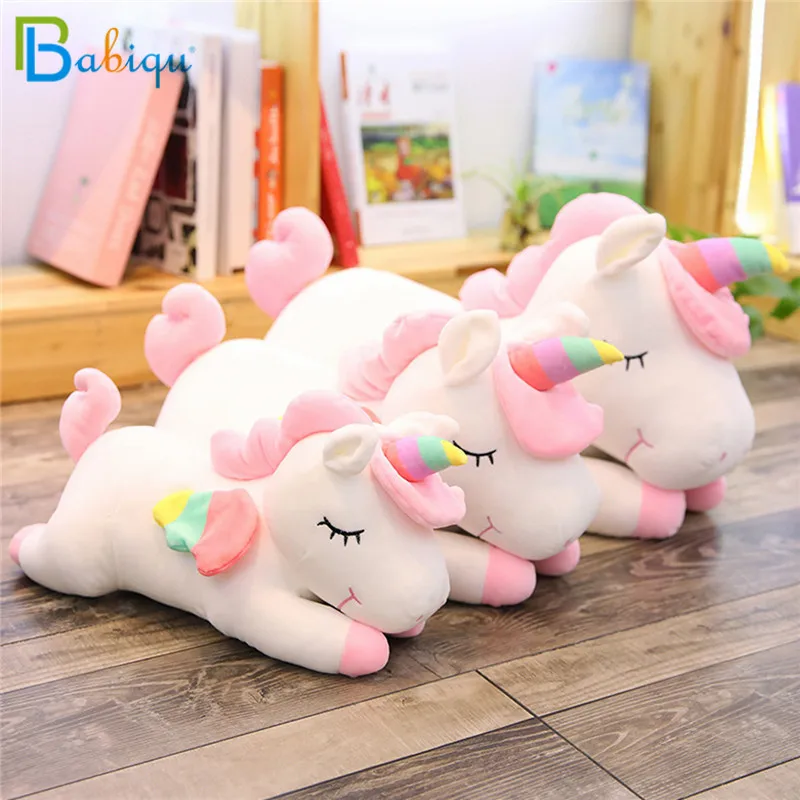 2019 new arrival large unicorn plush toys cute pink white horse soft doll stuffed animal big toys for children birthday gift