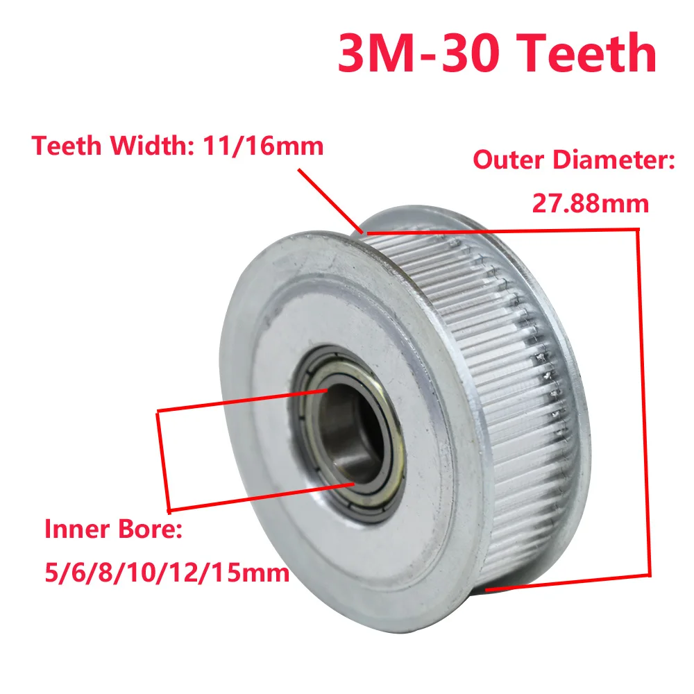 HTD3M 30 т ремень ГРМ Натяжной шкиф с 11/16 мм ремень Ширина подшипника колеса Шестерни шкив с/без зубьев 5/6/8/10/12/15 мм диаметр холостой шкив