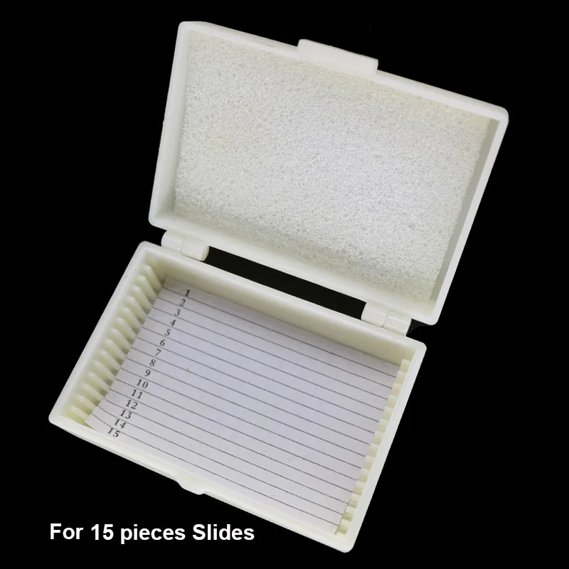for 15 pieces Slides Чехол для микроскопа, держатель для шкафа, патологическая коробка для 10 или 25 или 50 или 100 штук, коробка для хранения микроскопов - Цвет: for 15 pieces Slides