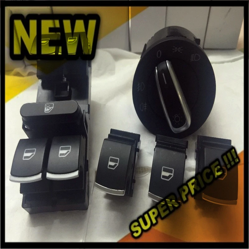 fast ship Chrome Auto Headlight switch+ Master & Single Window Switch