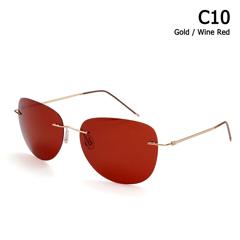 JackJad мужские ультралегкие титановые поляризованные солнцезащитные очки без оправы, авиационный стиль, фирменный дизайн, солнцезащитные очки Oculos De Sol - Цвет линз: C10 Gold Wine Red