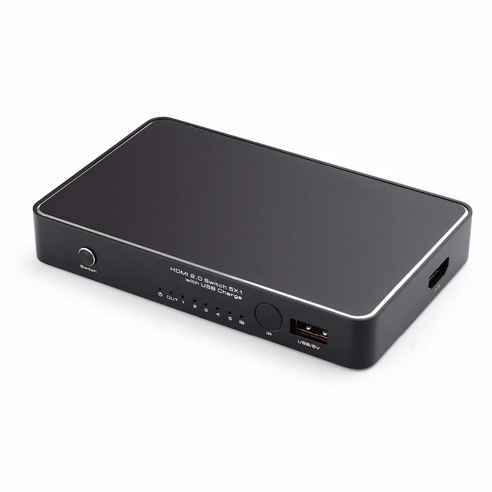 Переключатель HDMI 2 0 5X1 с быстрой зарядкой usb и ИК беспроводным дистанционным
