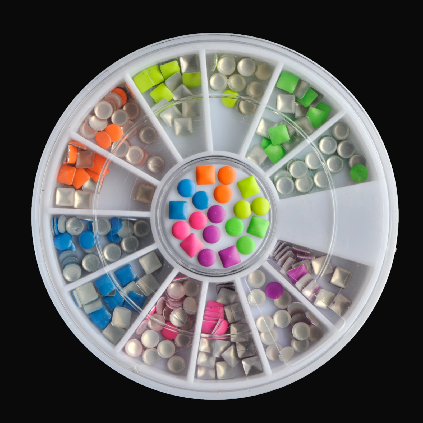 

Fluorescent Neon Mixed Color Nail Art 3D Metal Alloy DIY Rivets Studs Wheel Candy Color Nail Decoration N45
