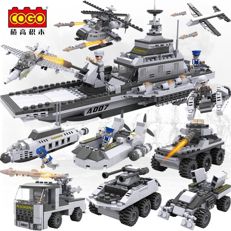 

Integrated 8 in 1 Blocks Milltary Ship Body Mecha Special Troops Fireman Truck Toy Building BlocksBoy Girl Xmas Gift