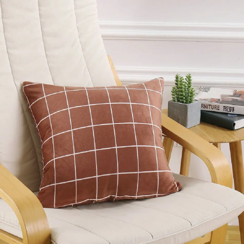 Супер мягкая клетчатая диванная подушка с принтом, чехол в полоску, стильная Подушка, декоративная наволочка 45x45 см для дом гостиница офис - Цвет: 05
