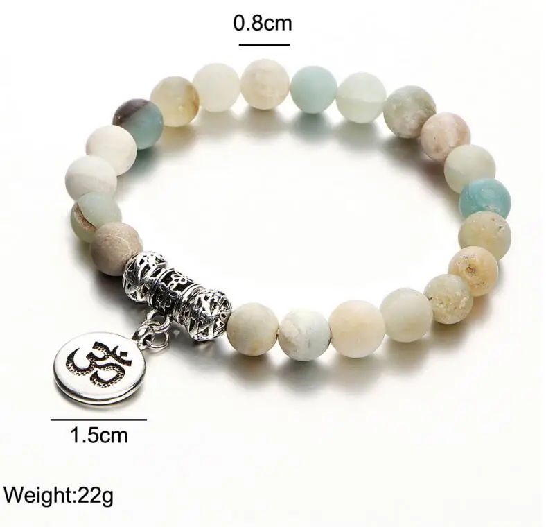 Vintage OM Rune Strand Bracelets& Bangles For Women Men Natural Stone Handmade Cuff Wristband Beads Yoga Bracelet Gift