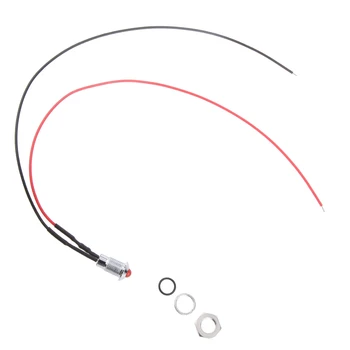 

High Quality Car Boat 12V 24V 8mm Hole Waterproof LED Light Dash Panel Indicator Warning Light Lamp - Red