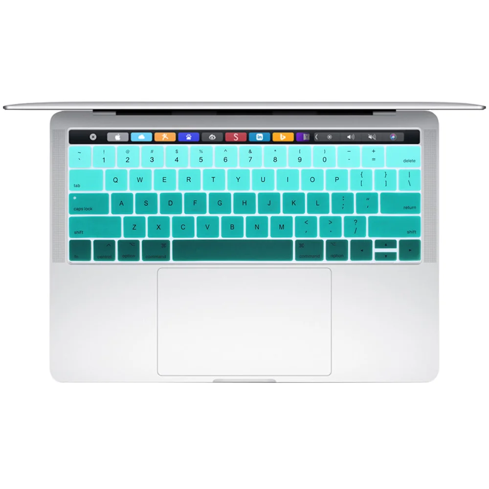 Новая версия США силиконовая клавиатура чехол для Macbook Pro 13 15 с сенсорной панелью A1706 A1707 A1989 A1990 выпуска - Цвет: Gradient green