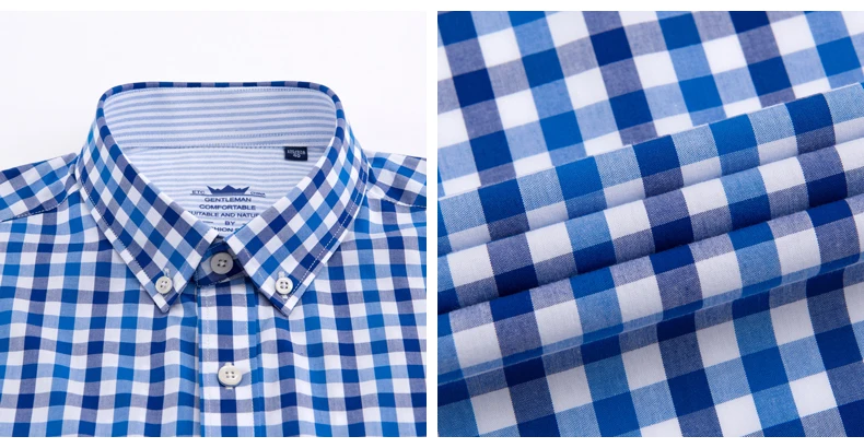Тонкая летняя мужская рубашка Изделие из хлопка с короткими рукавами 100% Oxford Solid Slim Fit Бизнес мужская клетчатая рубашка карман Формальные