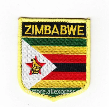 

Hot Sale ! Embroidery Patches National flag Emblem Patches Zimbabwe Flag Iron on 7X6CM NGQ1088