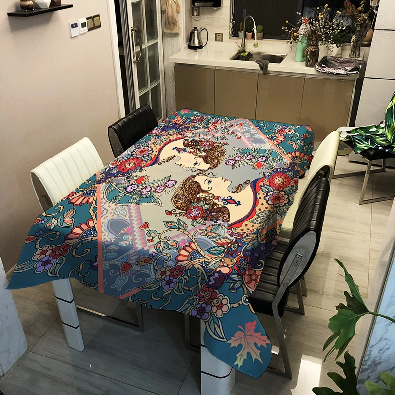 

3d Elephant Tablecloth Creative Green Plant Flamingo Pattern Polyester Comfortable Waterproof Table Cloth Cover for Children