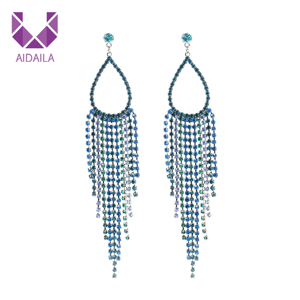 

Women Dangle Drop Earrings with Full Crystal Light Fresh Shiny Tassel Long Crystal Earrings Wild Earrings Women Party Gift