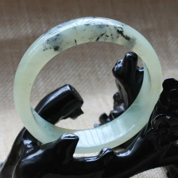 

55mm Chinese Genuine Natural Green Nephrite Jade Gems Bangle Bracelet A-3849