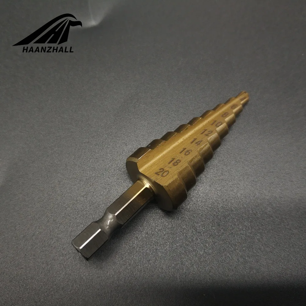 3PCS HSS Steel Titanium Step Drill Bit 3-12mm 4-12mm drill 4-20mm Step Cone Cutt Tools Metal Drill