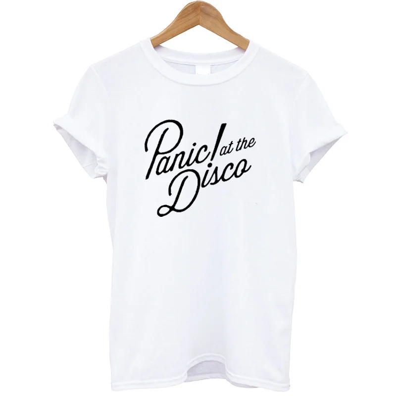 الذعر في ديسكو إلكتروني تي شيرت مطبوع النساء قصيرة الأكمام أزياء الصيف قمم الشارع الشهير المرأة التي شيرت القطن مضحك المحملة قميص