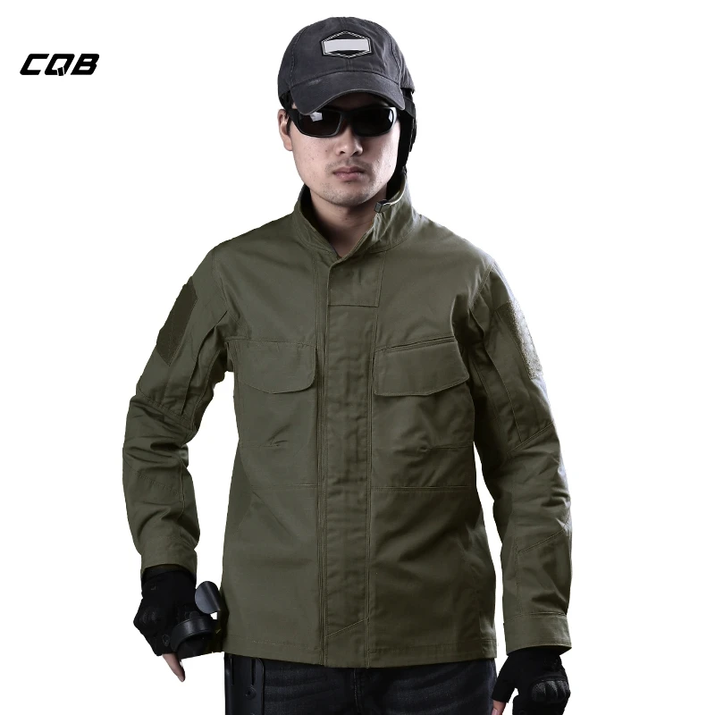 CQB Outdoor Sports Camping Tactical Military Men's Thin Training Jacket Water Repellent Clothes Collar Windproof Slim Fit Coat | Спорт и