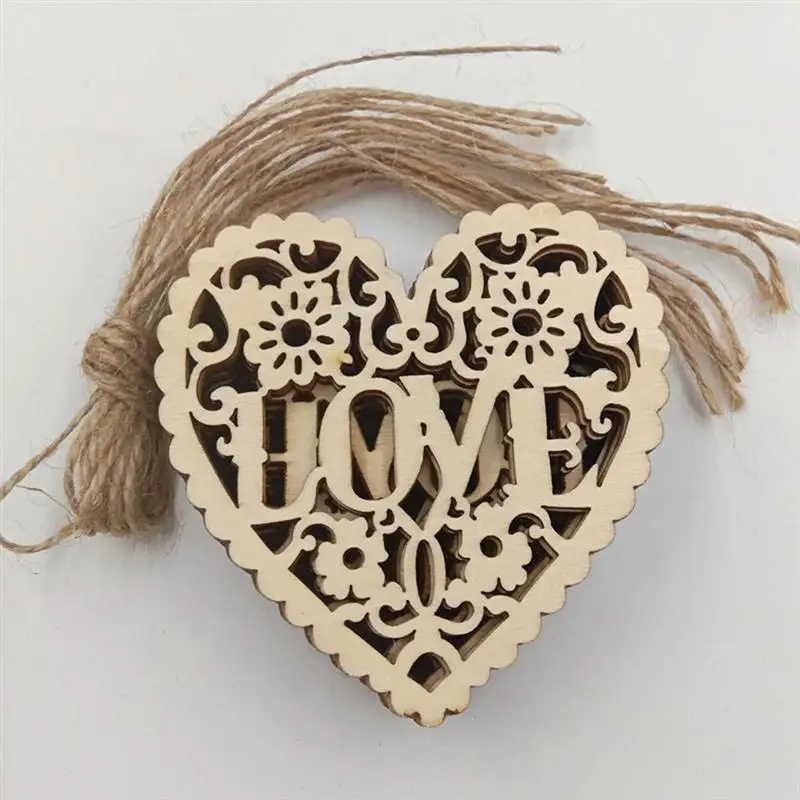 10 шт. деревянные украшения в форме сердца для свадьбы, подарки на день Святого Валентина, украшения своими руками