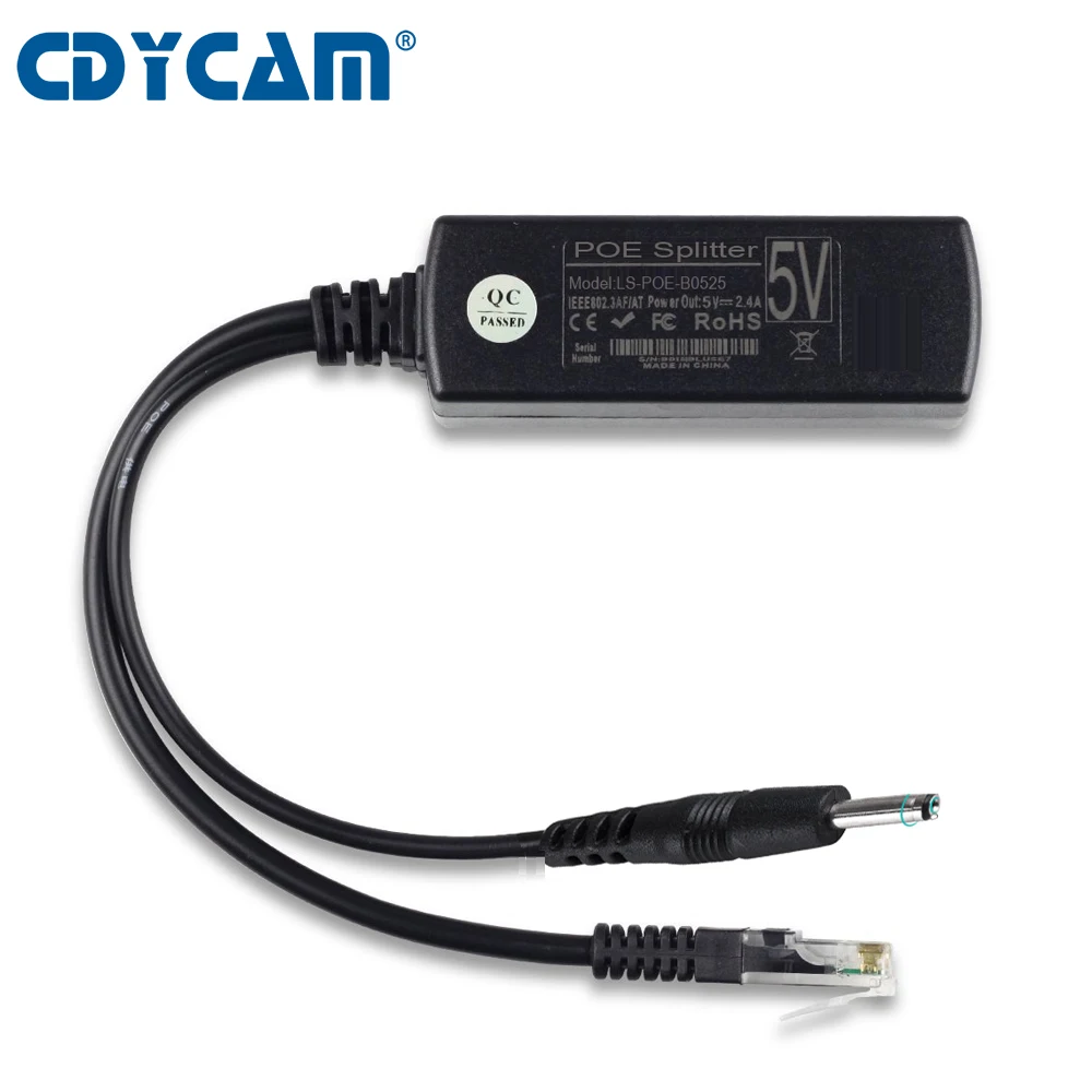 Cdycam IEEE 802.3af DC3.5* 1,35 мм активный сплиттер POE питание через Ethernet 48 В до 5 В 2.4A для ip-камеры