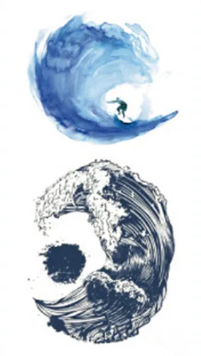 Водостойкие временные фальшивые татуировки наклейки синий океан волна серфинг Дизайн тела Искусство Макияж инструменты