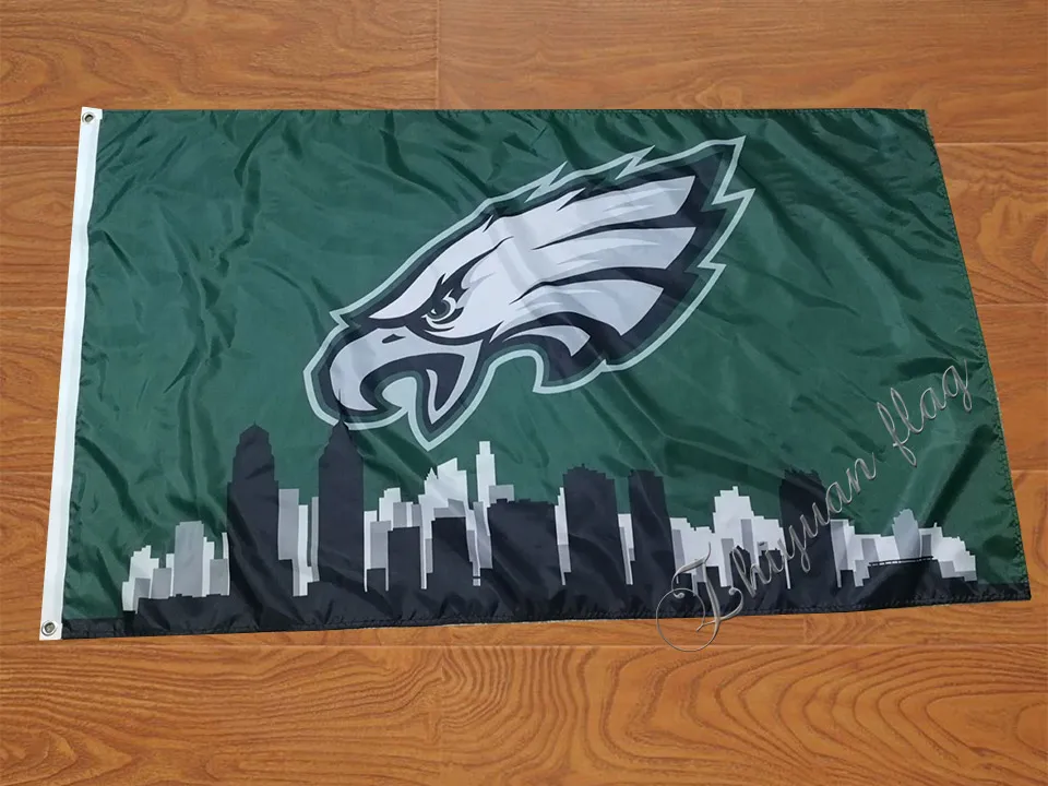 Philadelphia Eagles city skyline 3x5 ft flag 100D Polyester