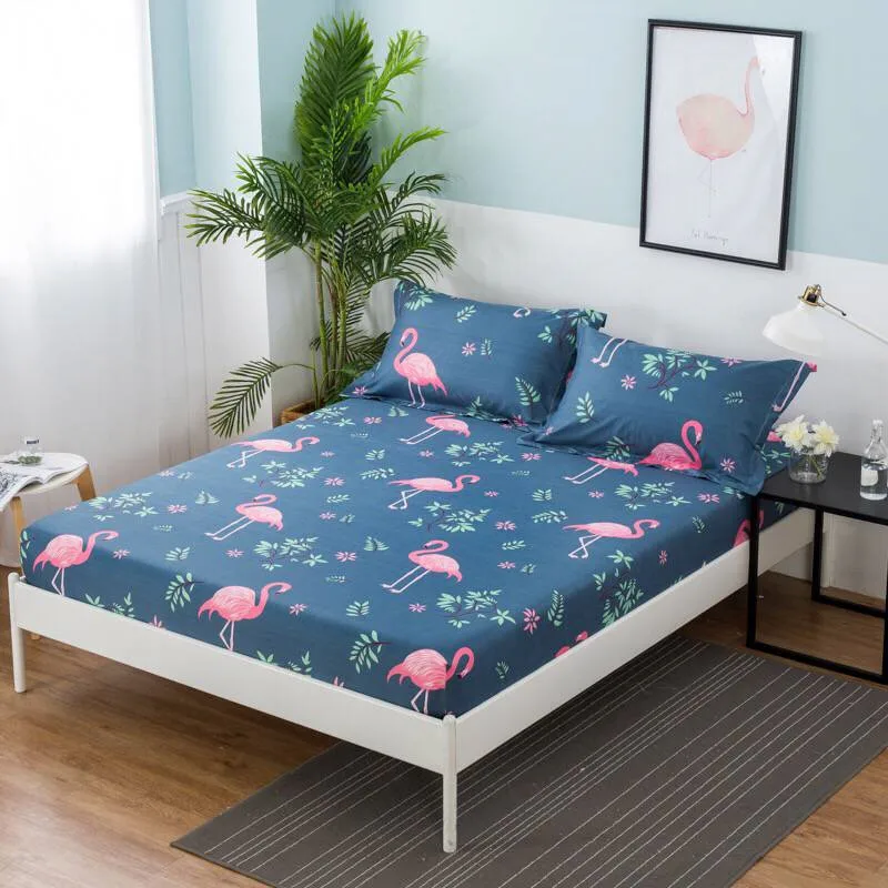  Blue Stars Europe Fitted Sheet with 2 Pillowcase Adult Reactive Printed Bed Linen Fitted Sheet Quee