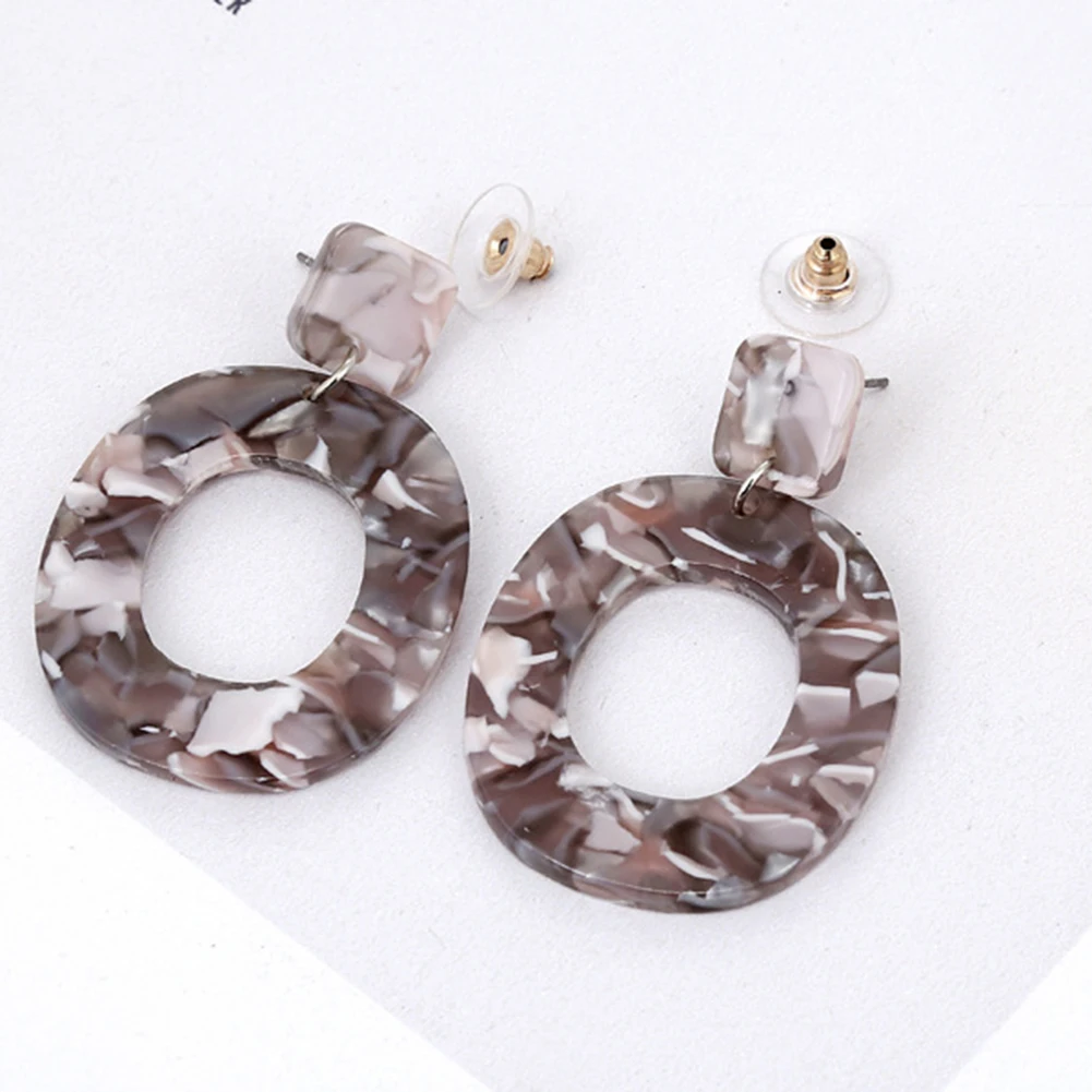 

2018 New Fashion Acid Acrylic Resin Earrings Dangle Oval Earrings For Women Long Pendant Earrings 1 Pair Geometric Jewelry
