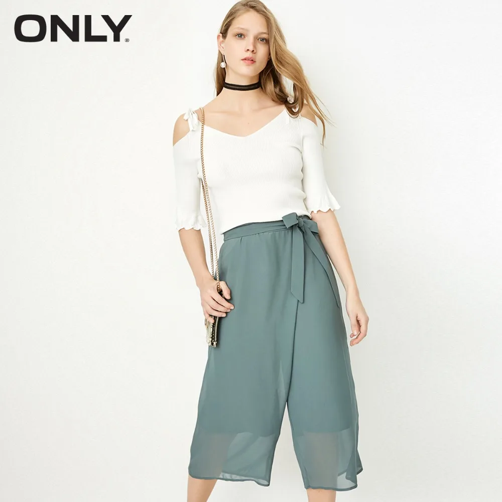 

ONLY Chiffon asymmetry leisure wide-leg pants | 118119501