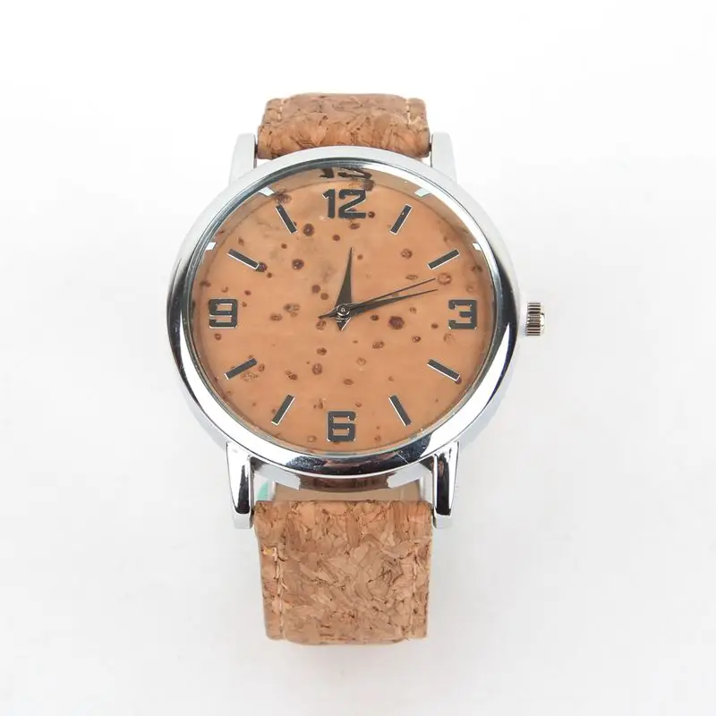 Cork watch unisex men women wooden Quartz Casual Wrist Natural wooden