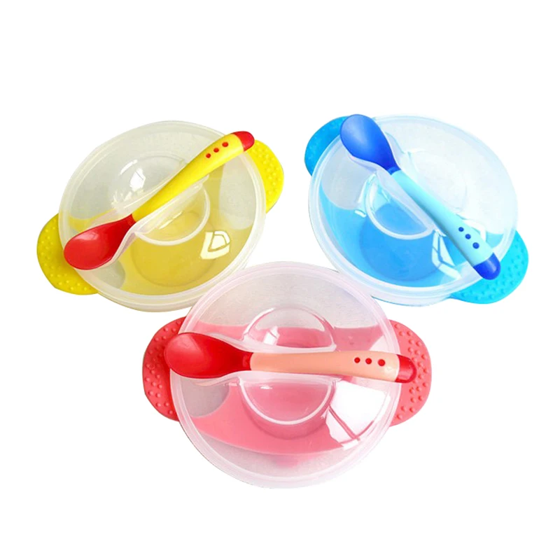 

Baby Feeding Tableware Children Fruit Dish Plate Sucker Bowl Toddler Kids Child Lid Training Spoon Fork Learnning Dishes
