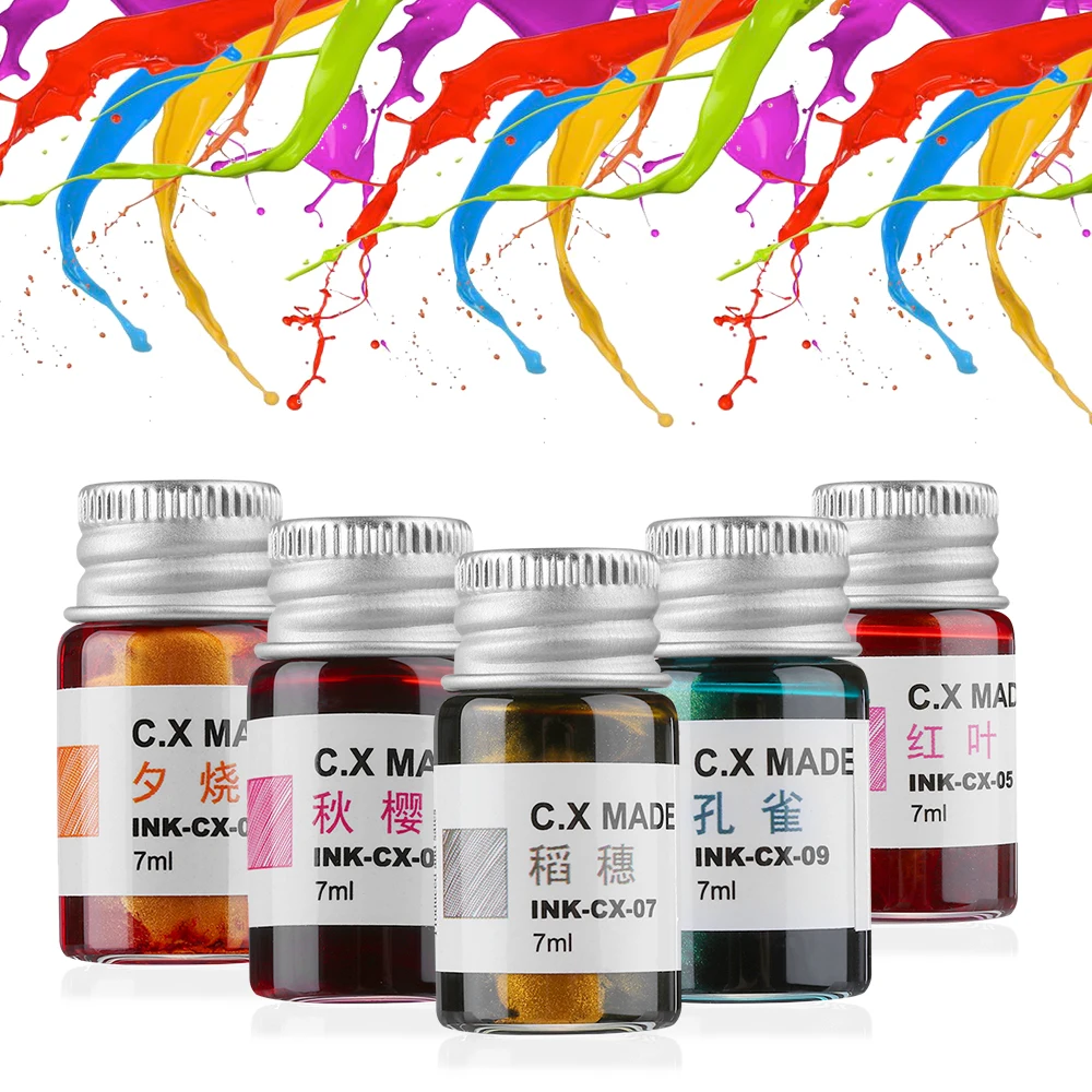 

1PC 7ml Creative Colored Painting Ink Signature Pen Non-carbon Ink Fountain Dip Pen Calligraphy Writing Painting Graffiti Ink