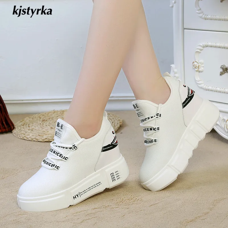 

Kjstyrka 2018 Zapatillas Mujer fashion Letters shoelace Shark pattern increasing comfortable ladies walking shoes zapatos mujer