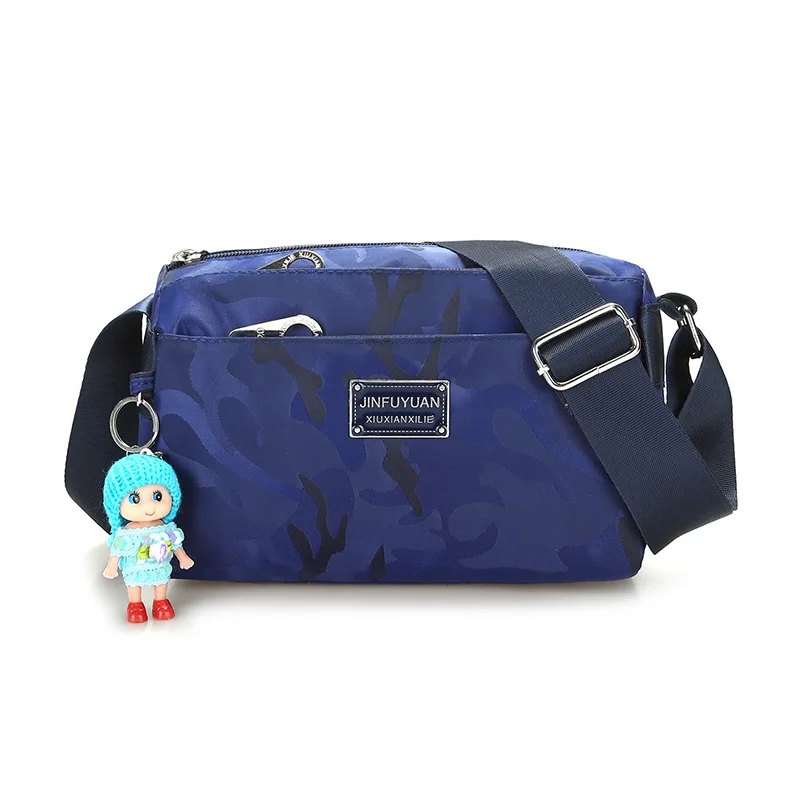

Fashion camouflage waterproof nylon shoulder bag candy color messenger bag with doll women cute crossbody bag more zippers bag