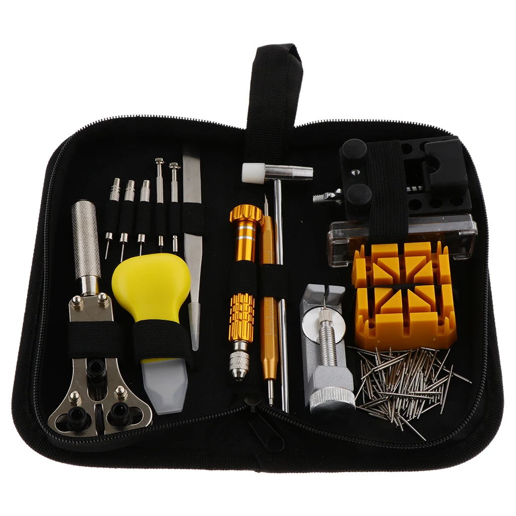 140 Pieces Watch Repair Tool Kit Battery Back Case Opener Spring Pin Remover