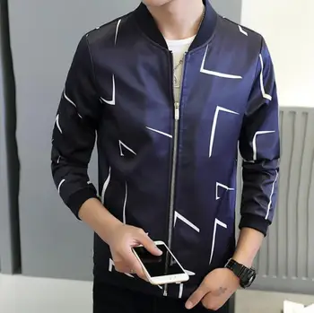 

White blue black rectangular jacket Print Men Bomber Jacket Masculina Outerdoor Overcoat Casual Men Coat Slim Fit Jaqueta