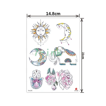 

2019 NEW Temporary Tatoo Sticker body art sun moon Elephant lotus flower water Transfer Fake Tattoo Flash tatto for women men