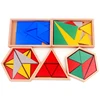 High Quality Wooden Montessori Materials Toys Constructive Triangles Rectangular Pentagon 5 Sets Early Preschool Educational 2