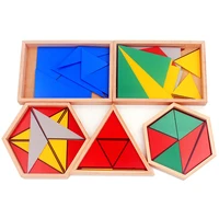 High Quality Wooden Montessori Materials Toys Constructive Triangles Rectangular Pentagon 5 Sets Early Preschool Educational 2
