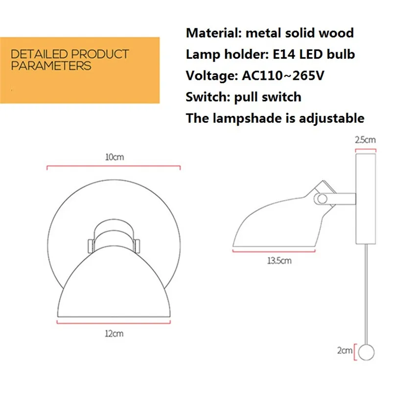 Скандинавский дизайн, регулируемый светодиодный настенный светильник, лофт, Декор, железный переключатель, современное бра, настенные светильники для спальни, домашнего внутреннего освещения, светильник