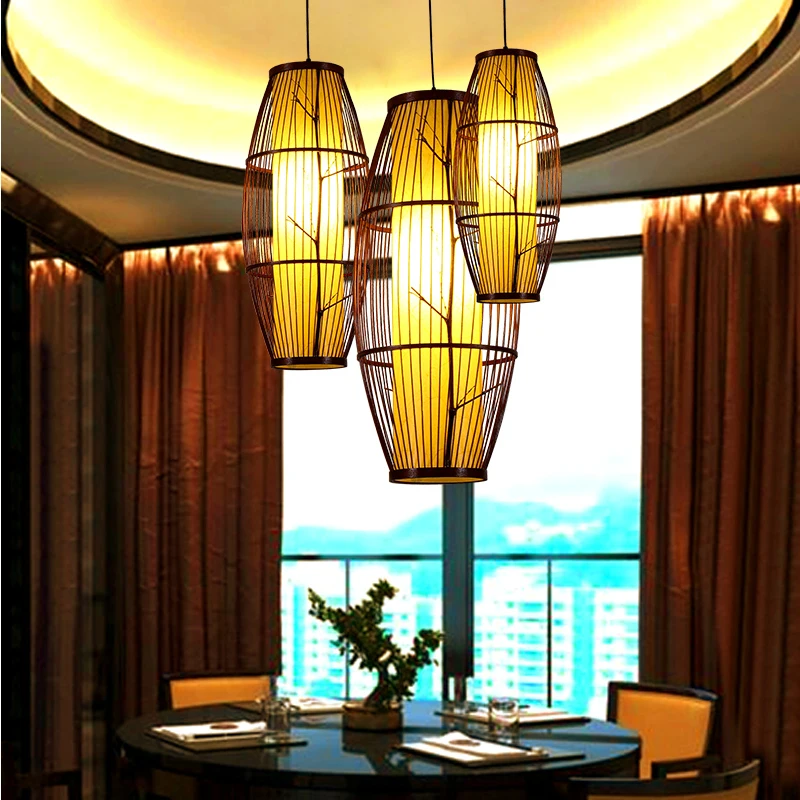 

Modern Bamboo Pendant Light Silk Hollow Out Suspension Lamp Luminaire Hanging Lamp New for Living Room Dinning Room Lights G054