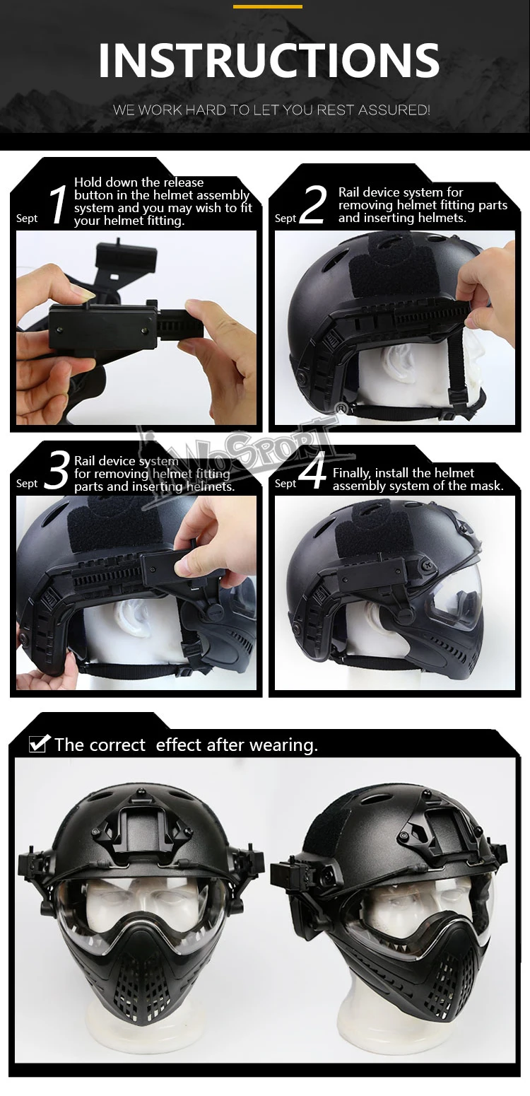 M4 M16 AR 15 Accessories Airsoft tactical Paintball fast helmet WST Pilot Mask for hunting shooting (6)