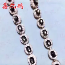 925 стерлингового серебра с естественный звездный свет Сапфировый Браслет Женская Звезда линия