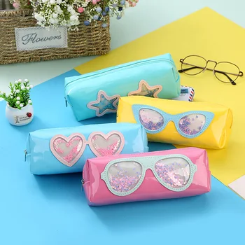 

1pcs Kawaii Pencil Case Glasses sequins Gift Estuches School Pencil Box Pencilcase Pencil Bag School Supplies Stationery