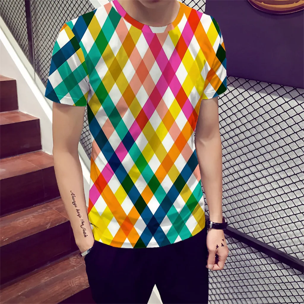 

Feitong Rainbow T-shirt Men Gay Tshirts Casual Colorful Tshirt Printed Harajuku Shirt Print Gothic Anime Clothes Short Sleeve
